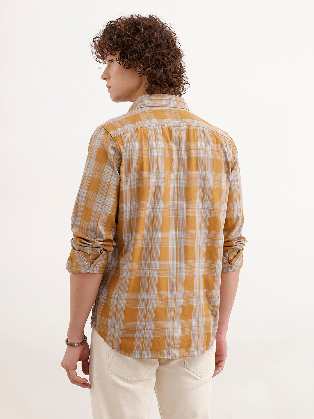 Regular Fit Checkered Shirt | Khaki