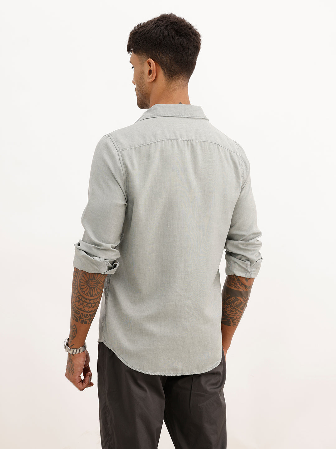 Solid Regular Fit Full Sleeve Shirt | Grey | WWSH9190F