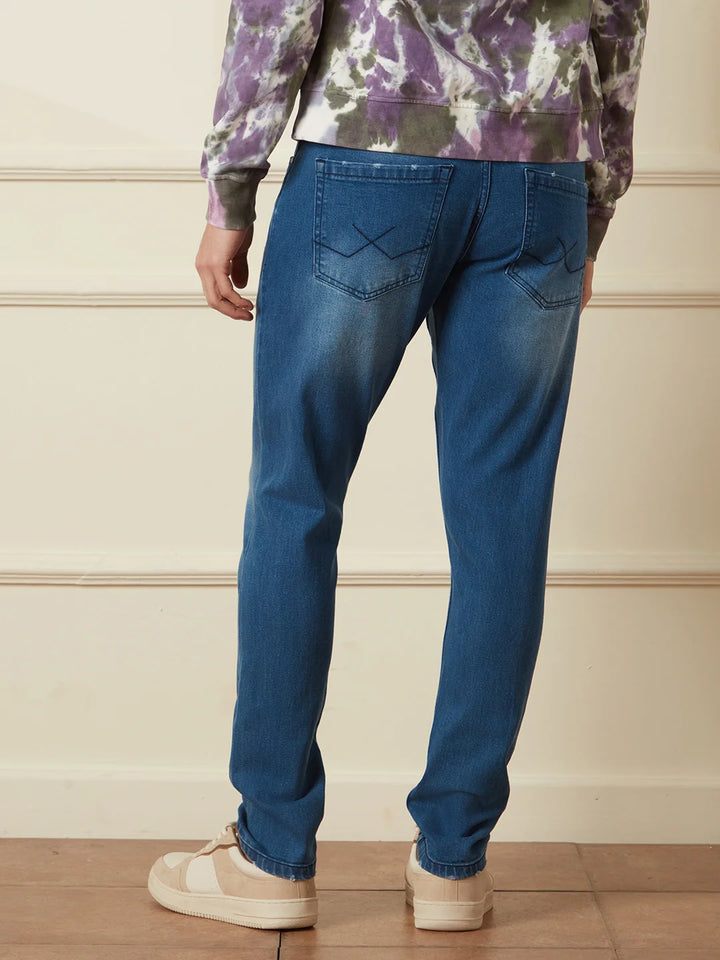 Linen Blend Denim Jeans | Blue