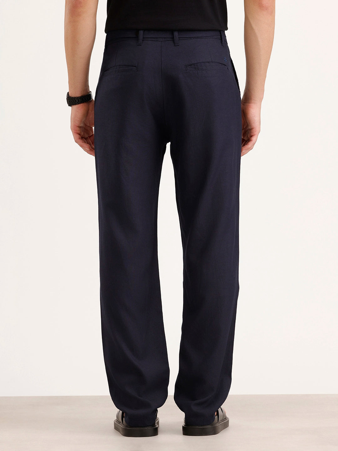 Anti Fit Pleated Trouser | Navy Blue