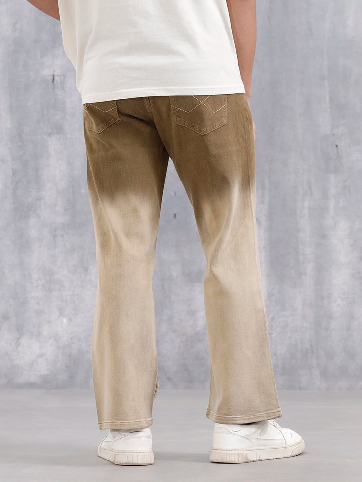 Men's Casual Bootcut Fit Ombre Jeans | Khaki