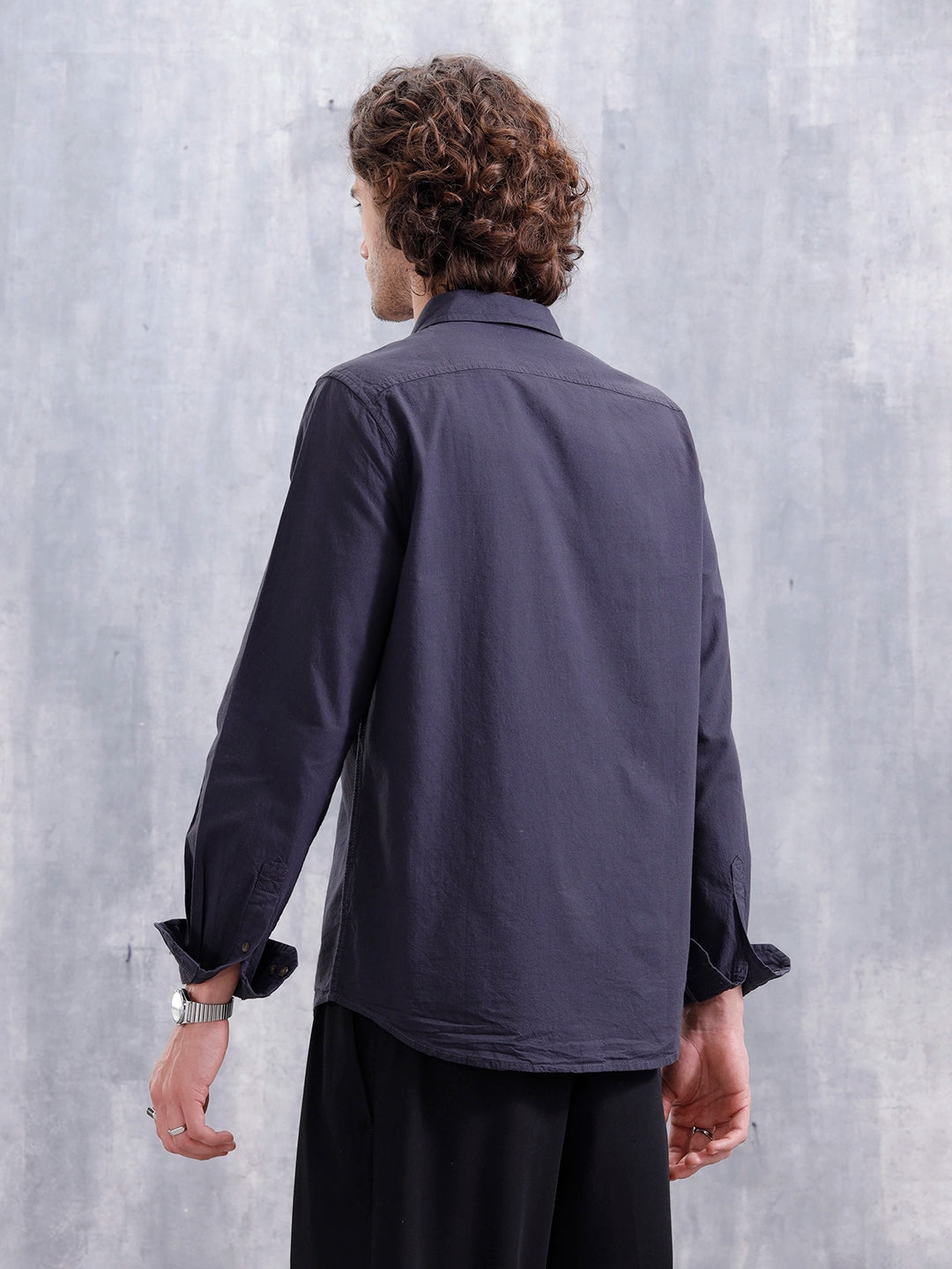 Men’s Slim Fit Solid Casual Shirt | Blue