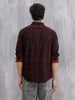 Corduroy Check Printed Shirt In Slim Fit | Maroon