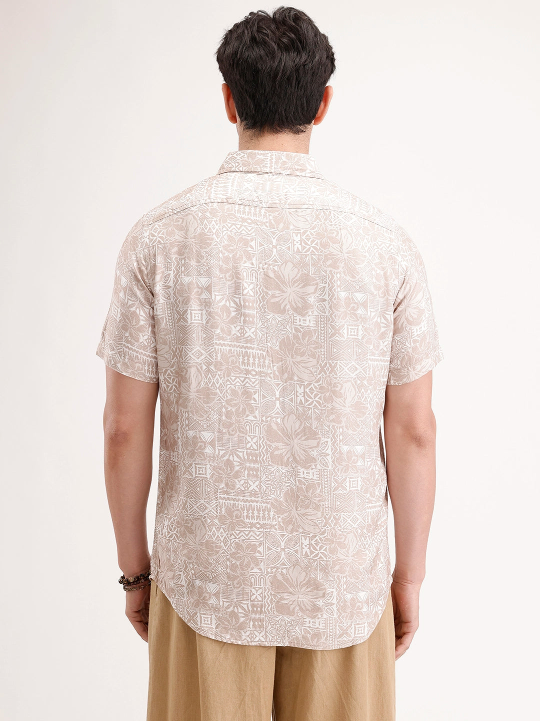 Slim Fit AOP Shirt | Beige