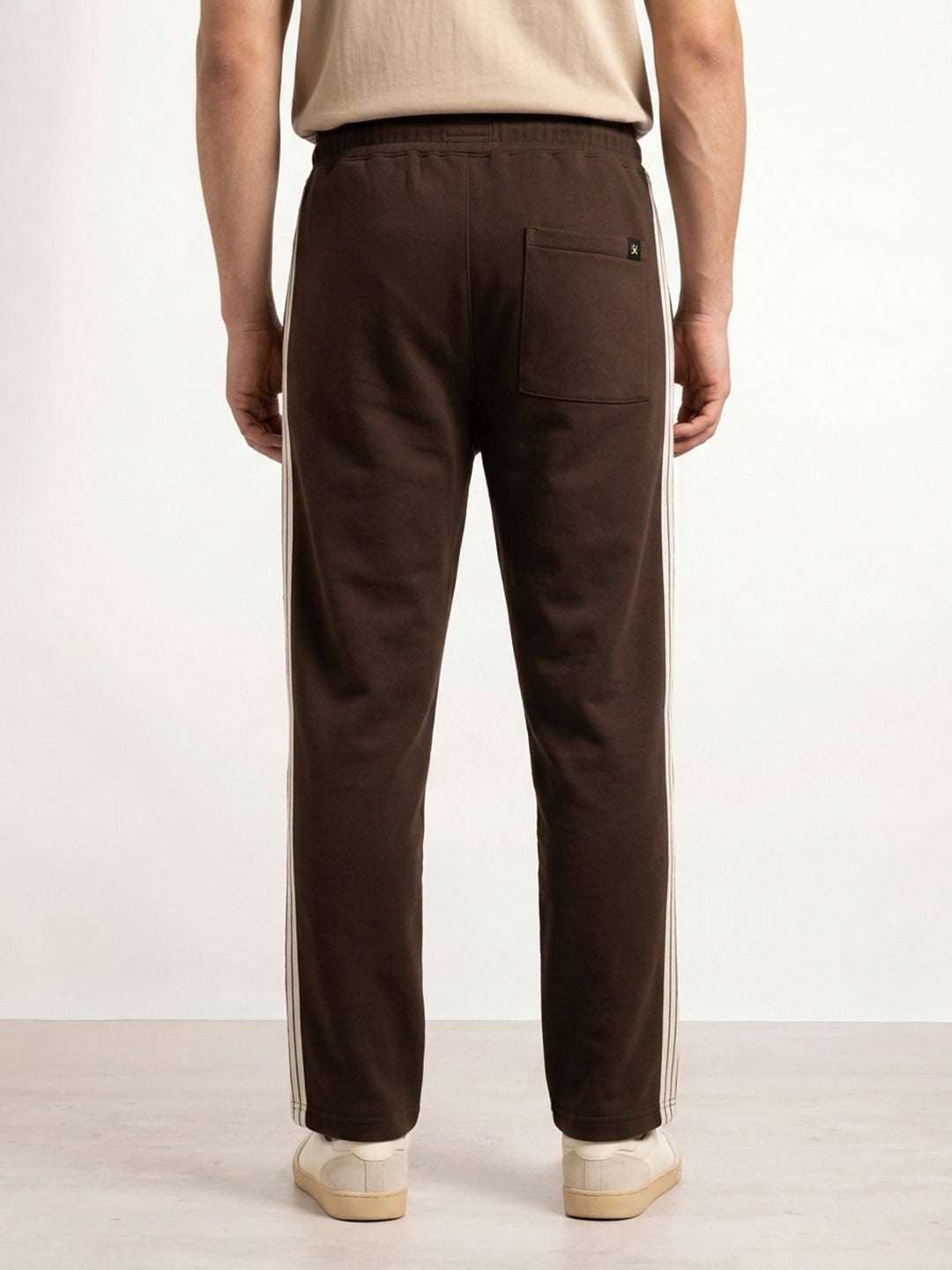 Solid Relaxed Fit Printed Jogger | Brown