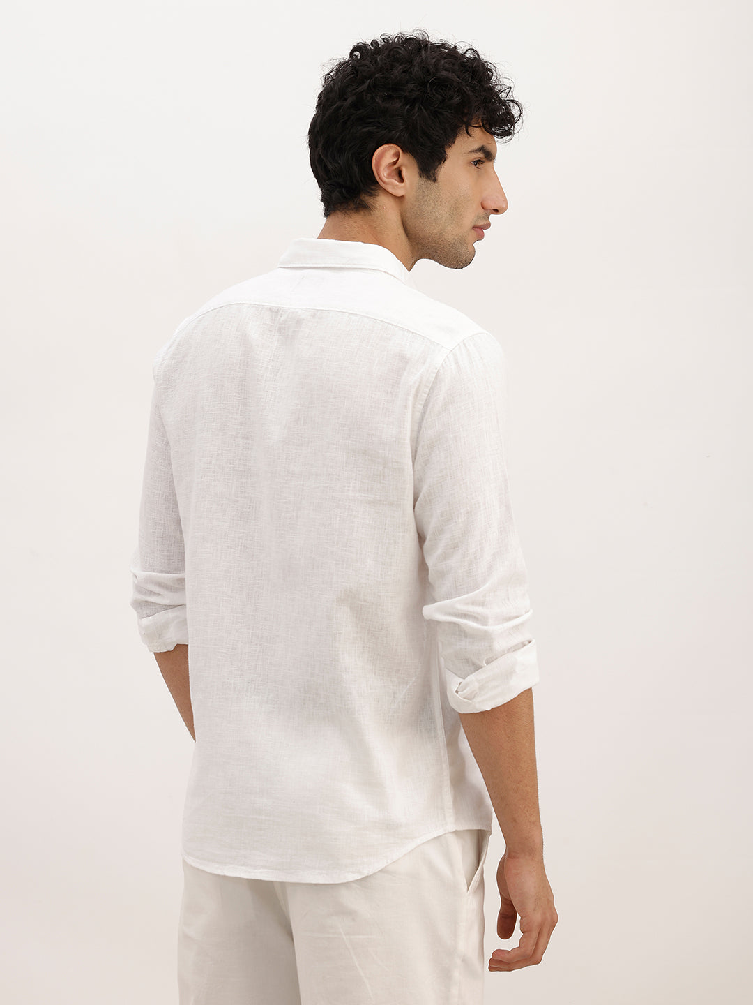 Solid Slim Fit Full Sleeve Shirt | White