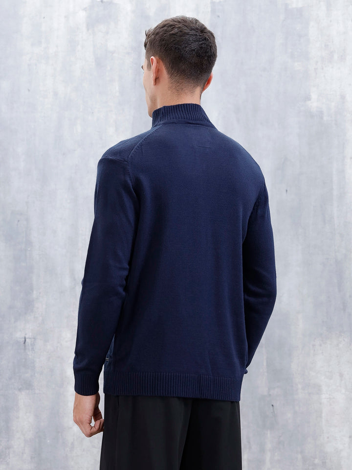 Men's Solid Slim Fit Pullover | Black