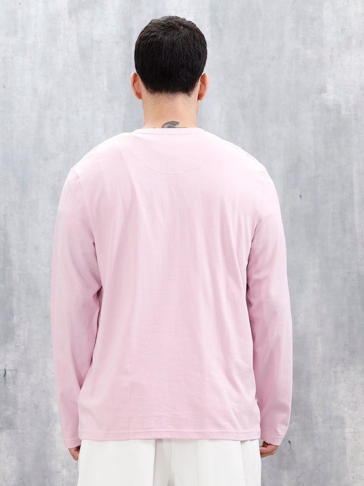 Wrogn Classic Henley T-Shirt For Men's | Pink