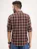 Regular Fit Textured Checkered Shirt | Dark Brown