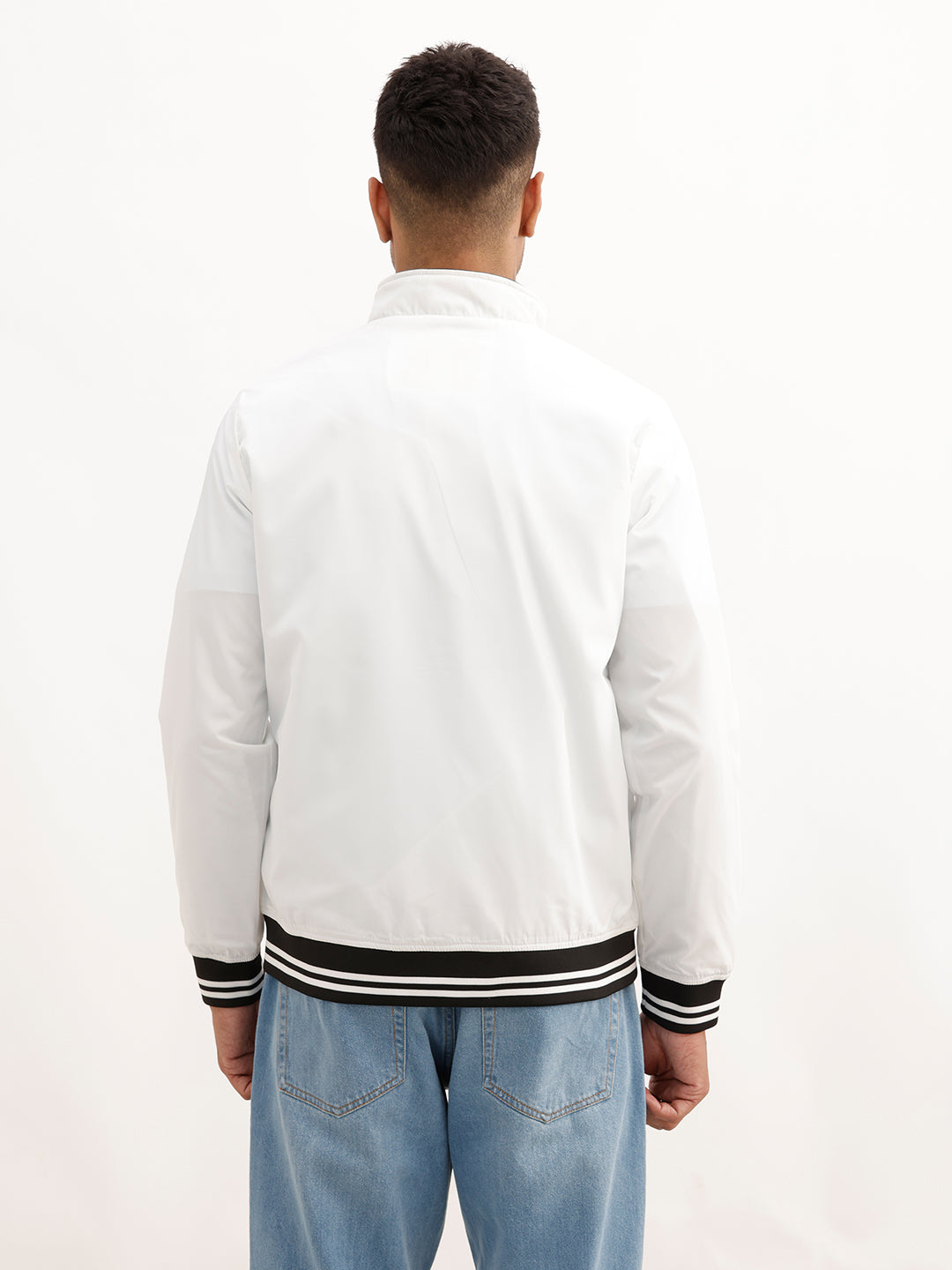 Classic Contrast Collar Jacket | White