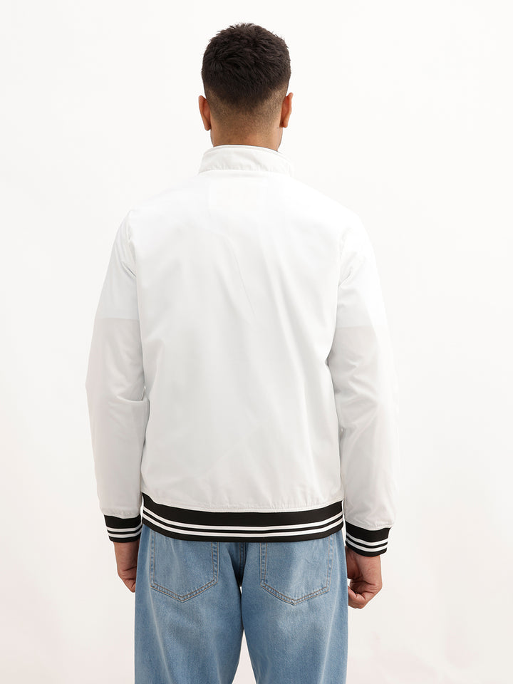 Classic Contrast Collar Jacket | White