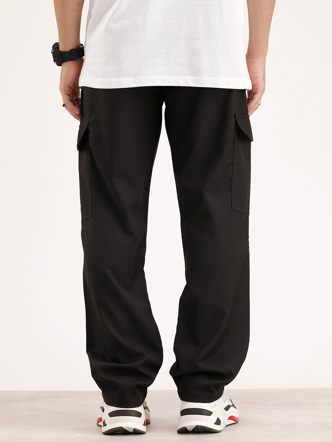 Men's Casual Loose Fit Cargo Trousers | Black