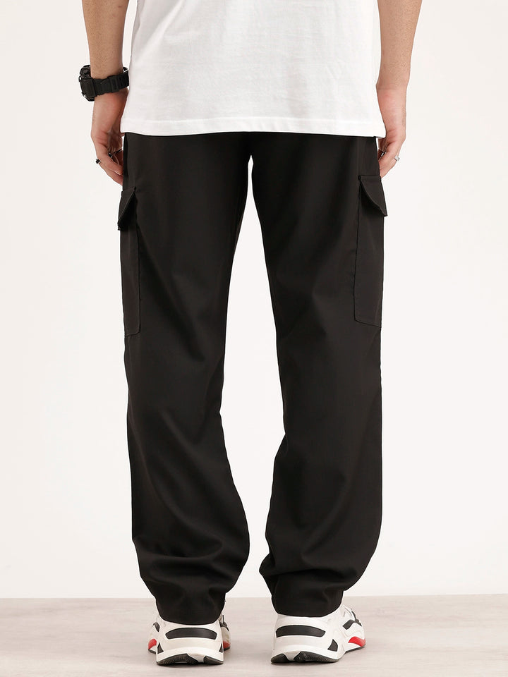 Men's Casual Loose Fit Cargo Trousers | Black