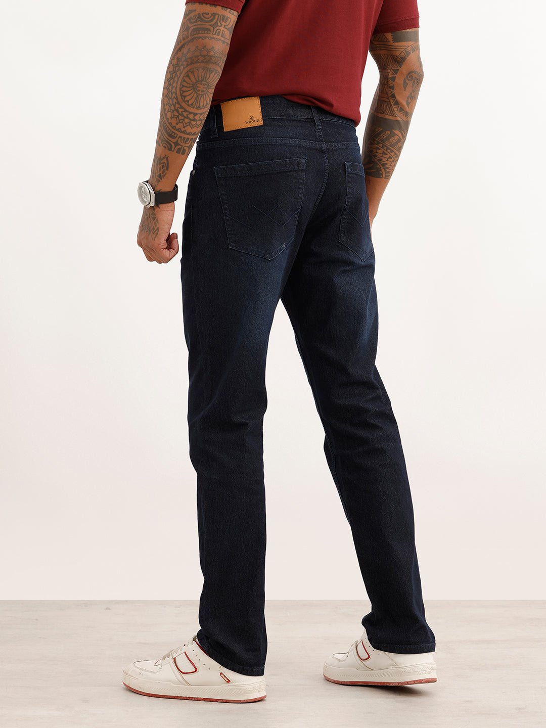 Faded Straight Fit Denim Jeans | Black