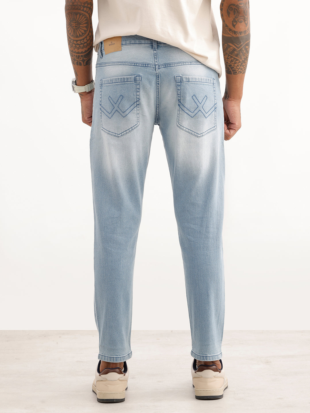 Washed Skinny Crop Denim Jeans | Light Blue
