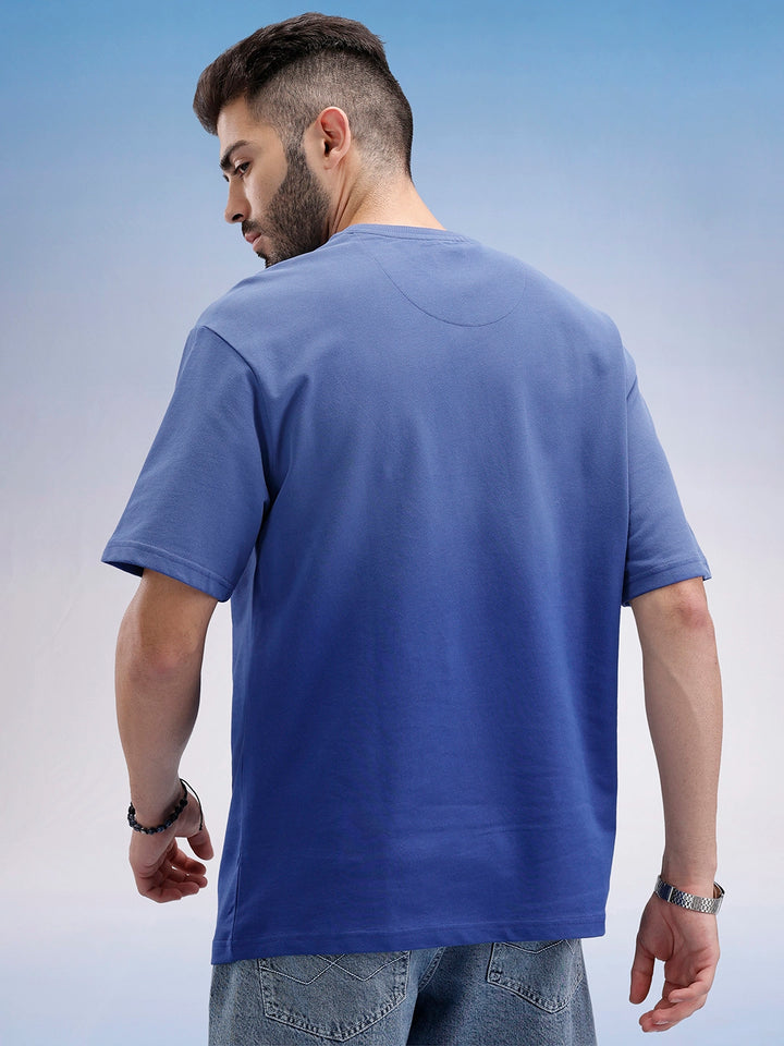 Oversized Fit Front Printed T-Shirt | Blue
