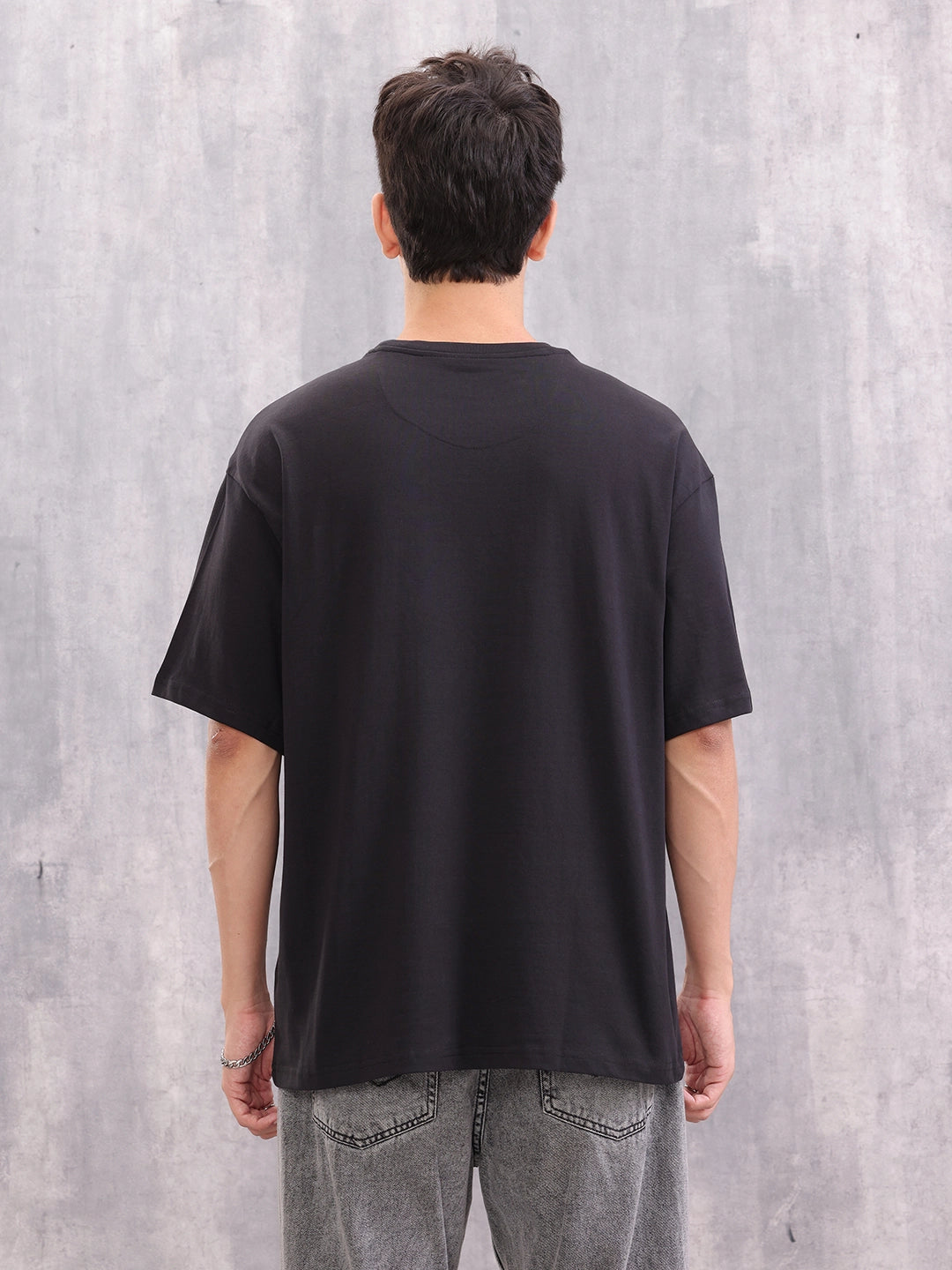 Placement Typo Print Oversized Fit T-shirt | Black