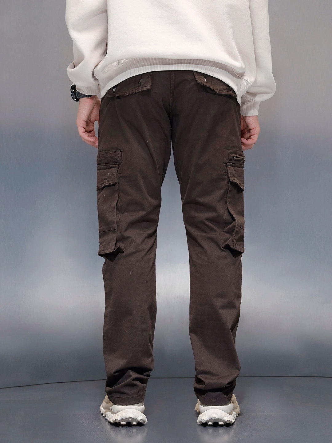 Men's Casual Straight Fit Cargo Trousers | Rust