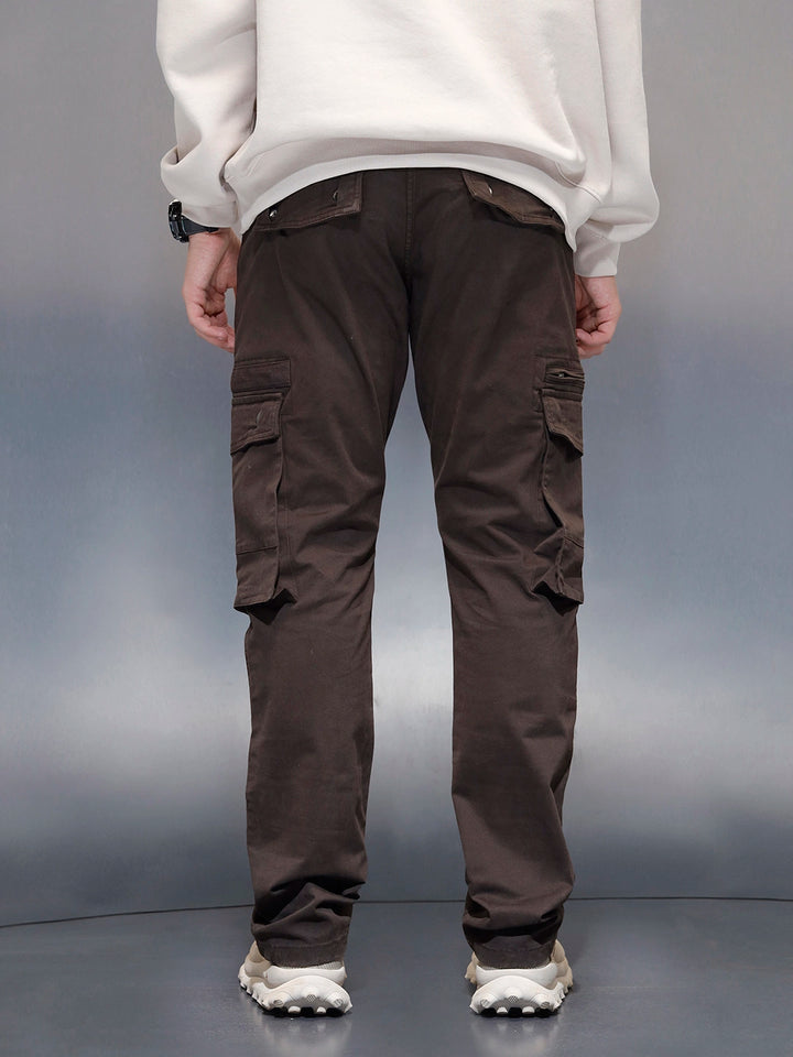 Men's Casual Straight Fit Cargo Trousers | Rust