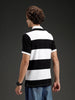Wrogn Striped Colorblocked Varsity Polo | Black