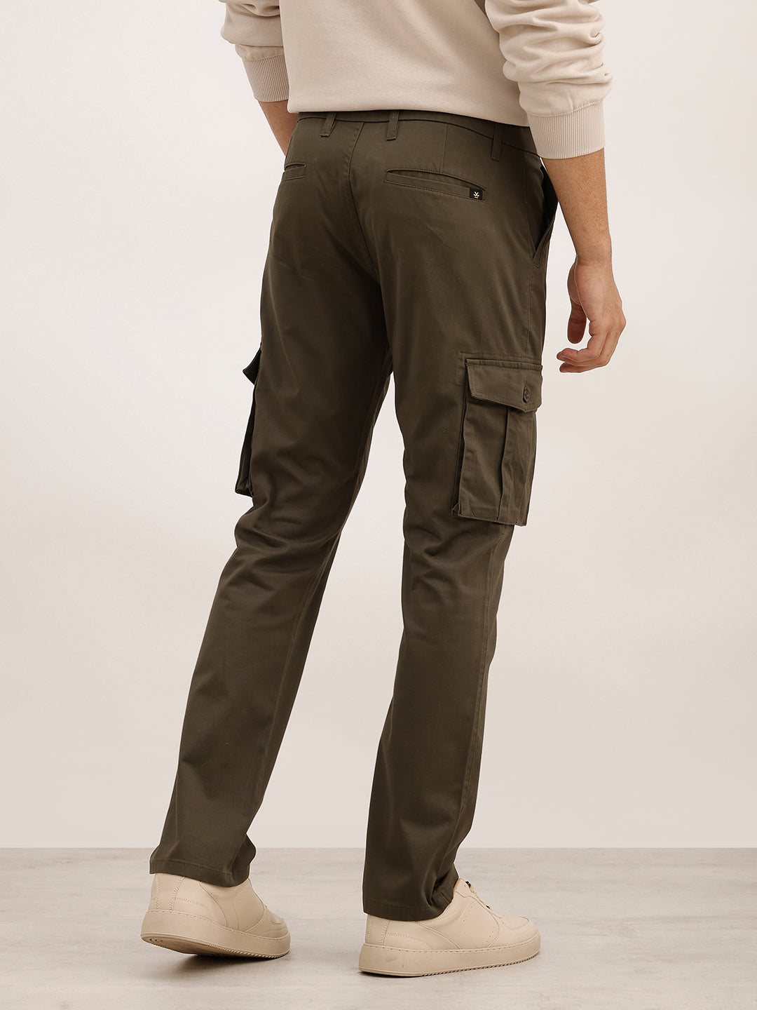 Classic Solid Straight Fit Cargo Trouser | Olive