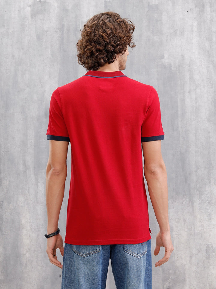Contrast Collar Tipping Polo T-Shirt | Red