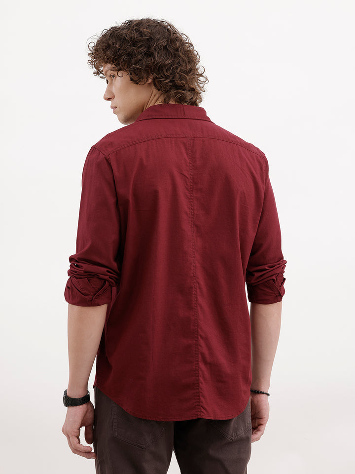 Men's solid shirt with clean tailoring and comfort fit | Wine