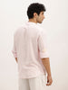 Solid Slim Fit Mandrin Collar Shirt | Pink