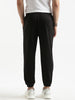 Solid Black Slim Fit Cotton Joggers