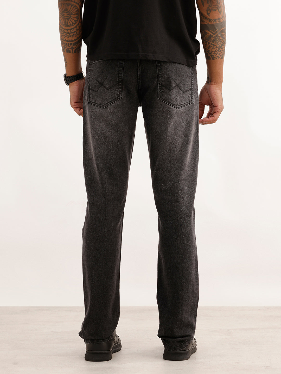 Faded Straight Fit Denim Jeans | Grey