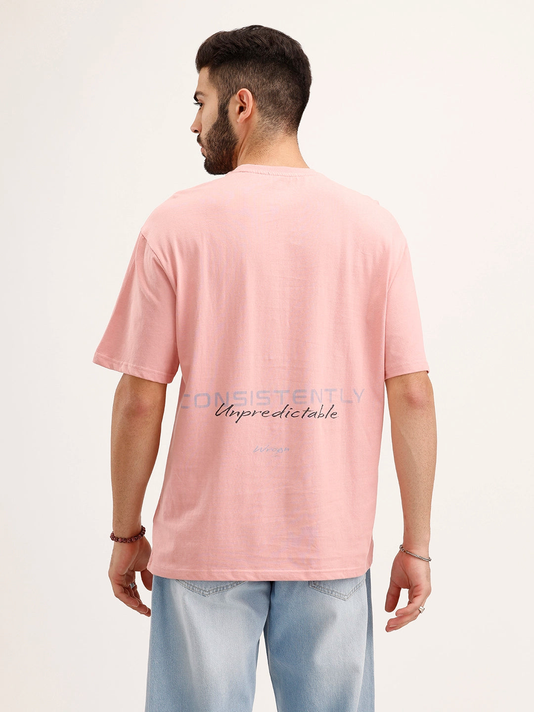 Oversized Placement Printed T-Shirt | Pink