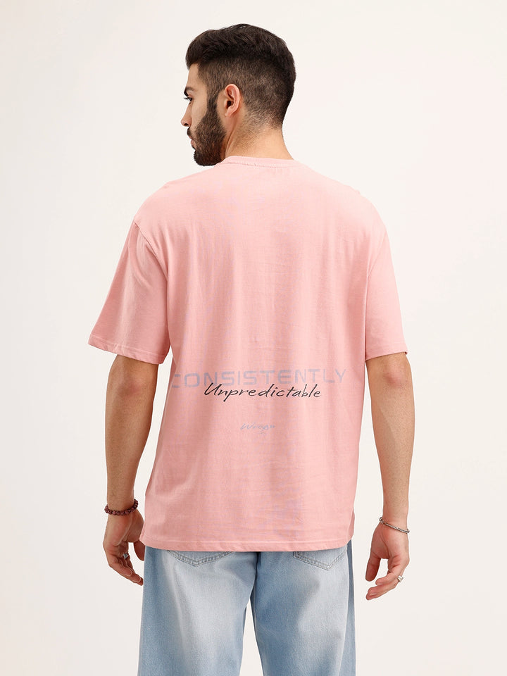 Oversized Placement Printed T-Shirt | Pink