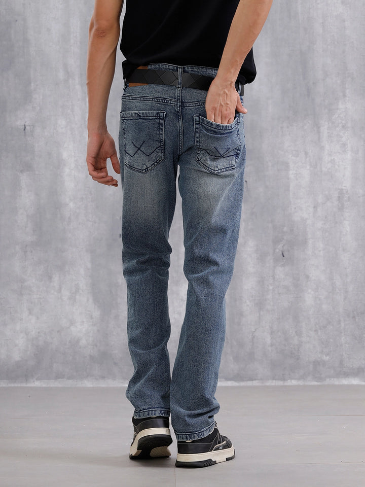 Heavy Fade Straight Fit Jeans | Blue