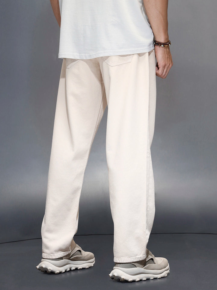 Men's Casual Loose Fit Jeans | Beige