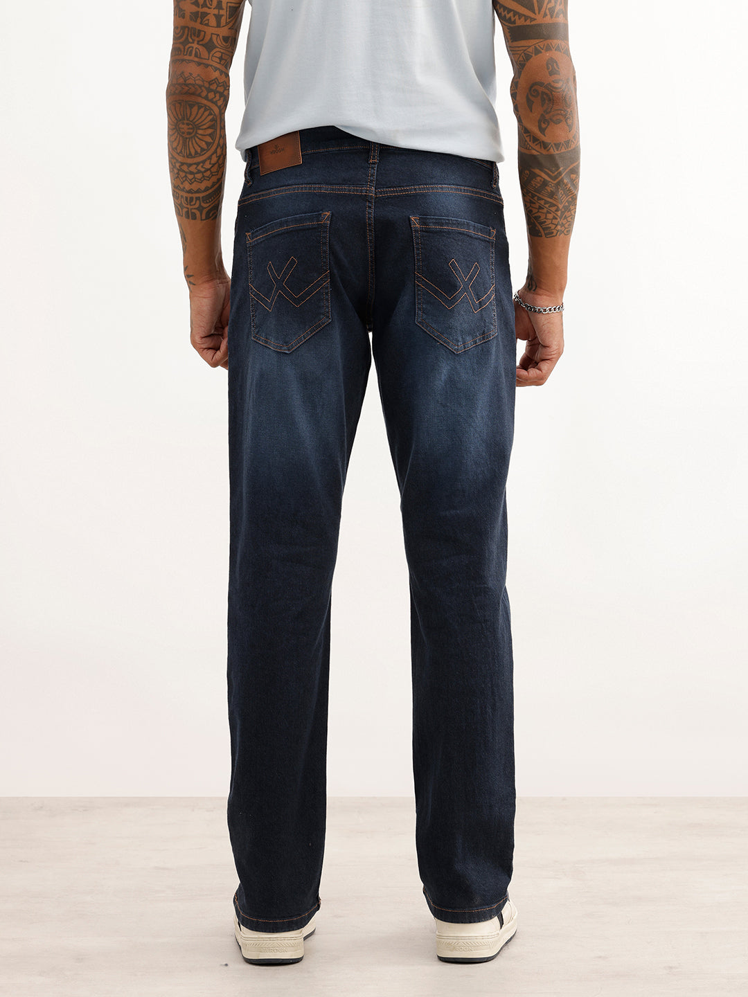 Straight Fit Faded Denim Jeans | Blue