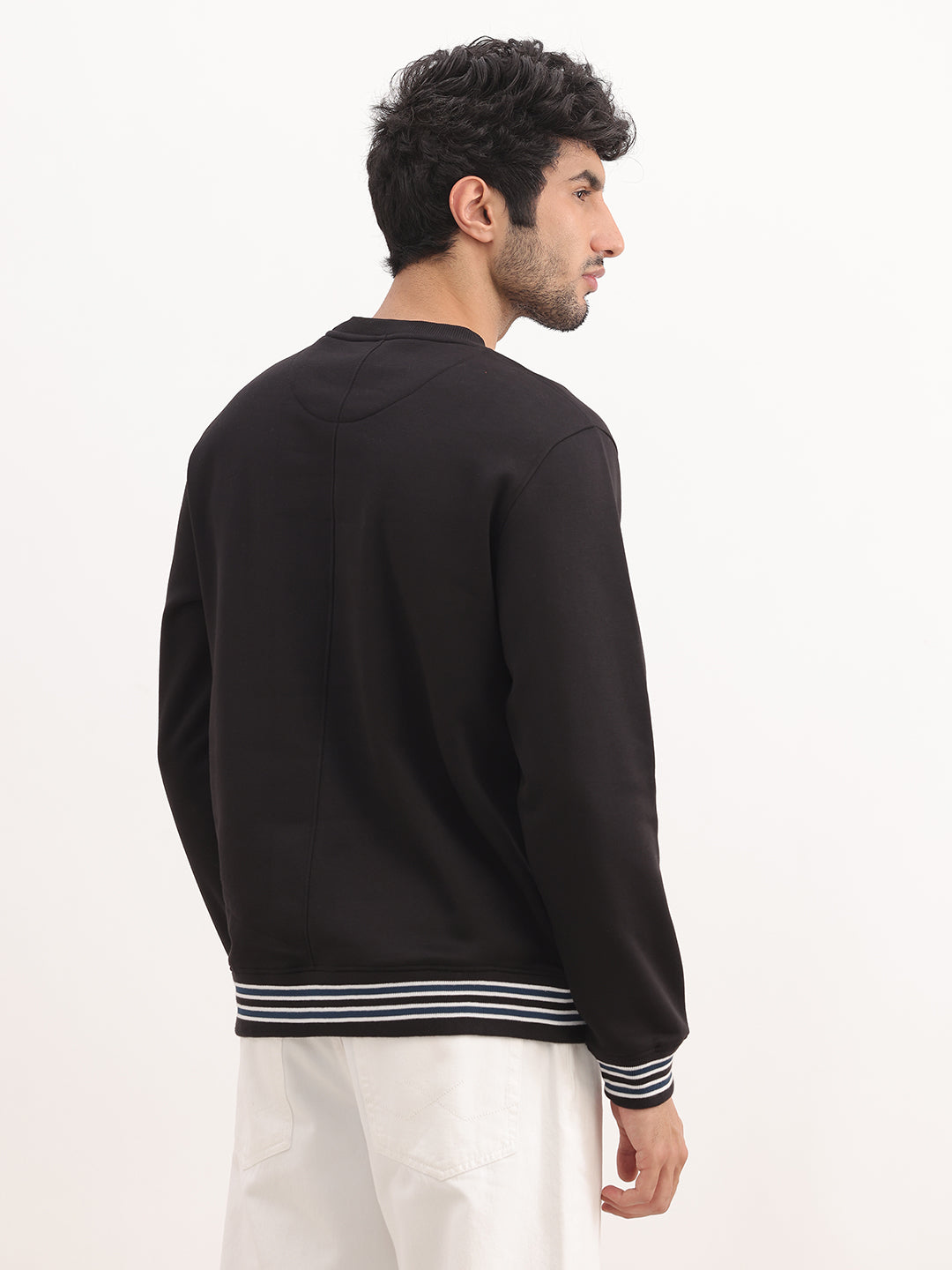 Classic Contrast Sleeve Sweatshirt | Black