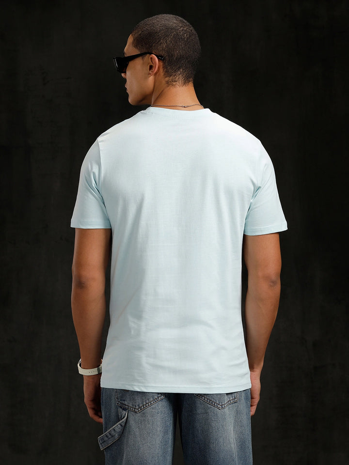 Logo Placement Printed T-Shirt | Blue