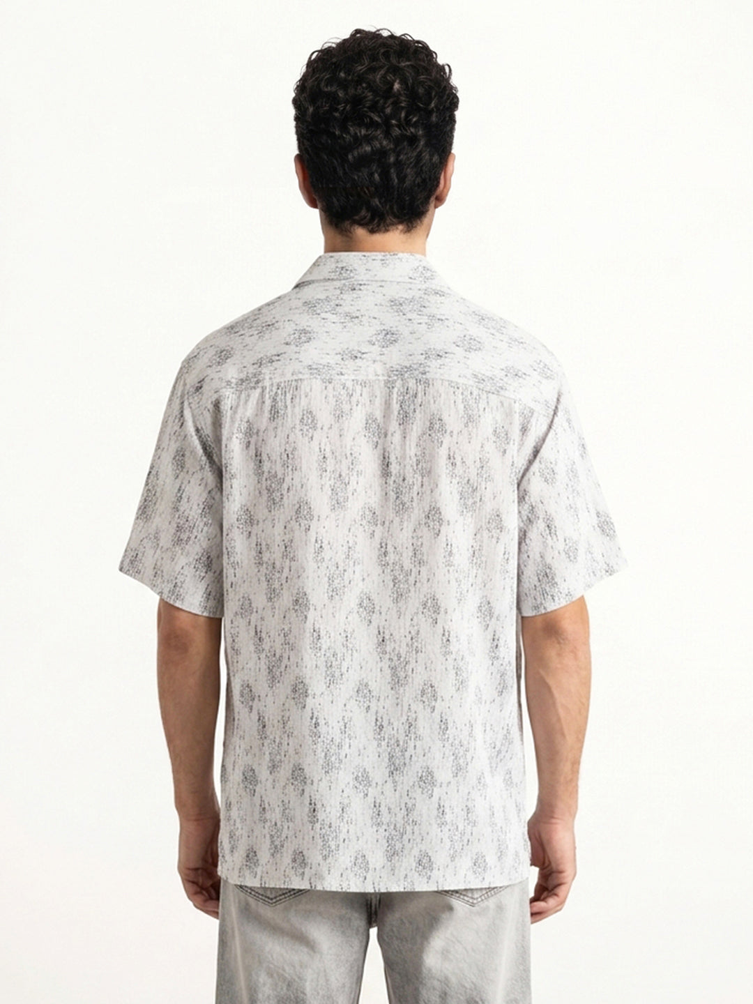 Comfort Fit AOP Half Sleeve Shirt | White