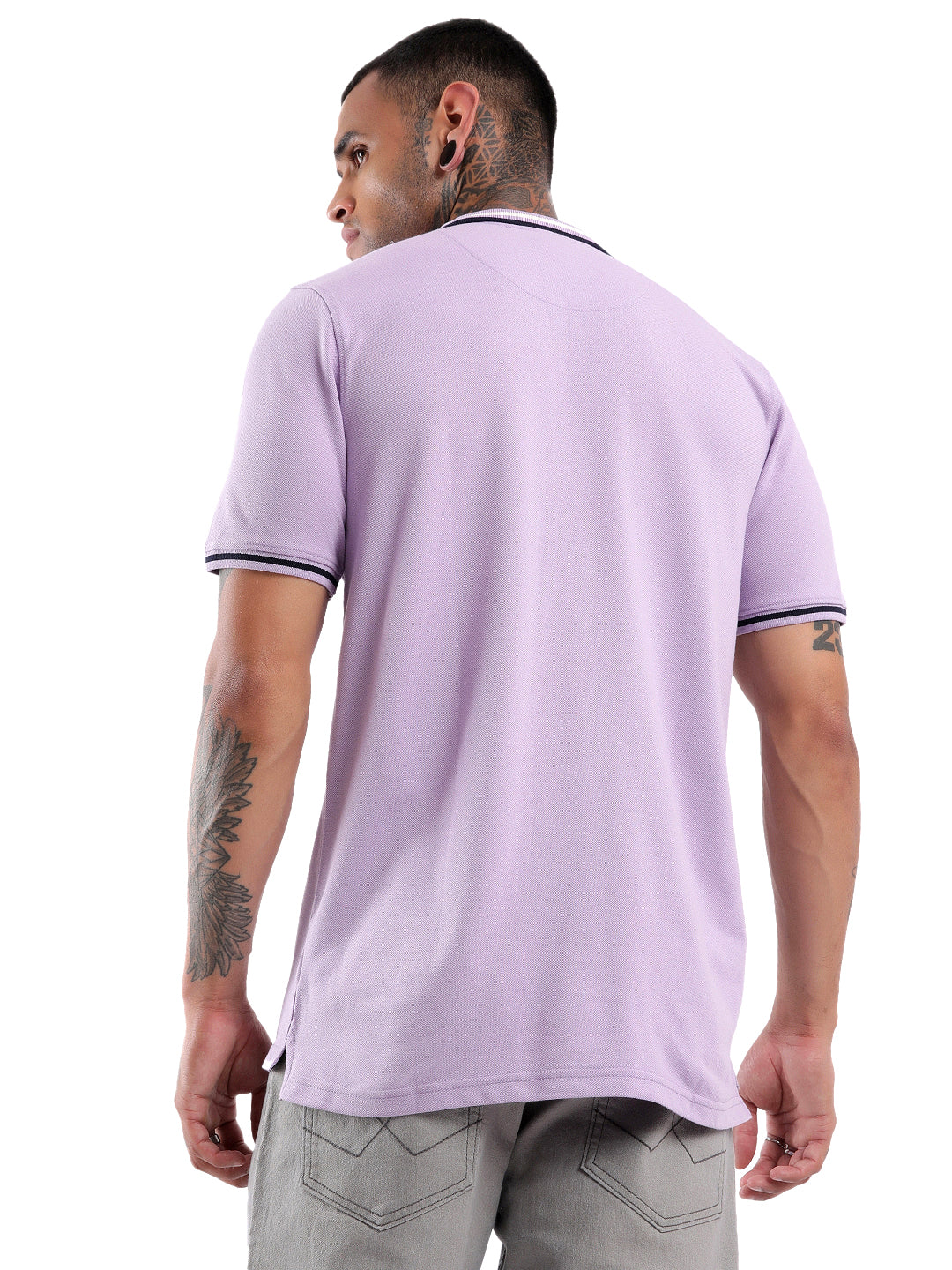 Basic Light Purple Tipping Polo T-Shirt