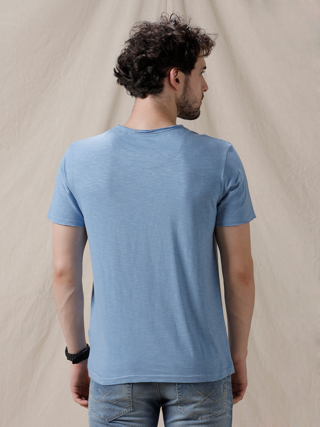 Blue Round Neck Bold T-Shirt