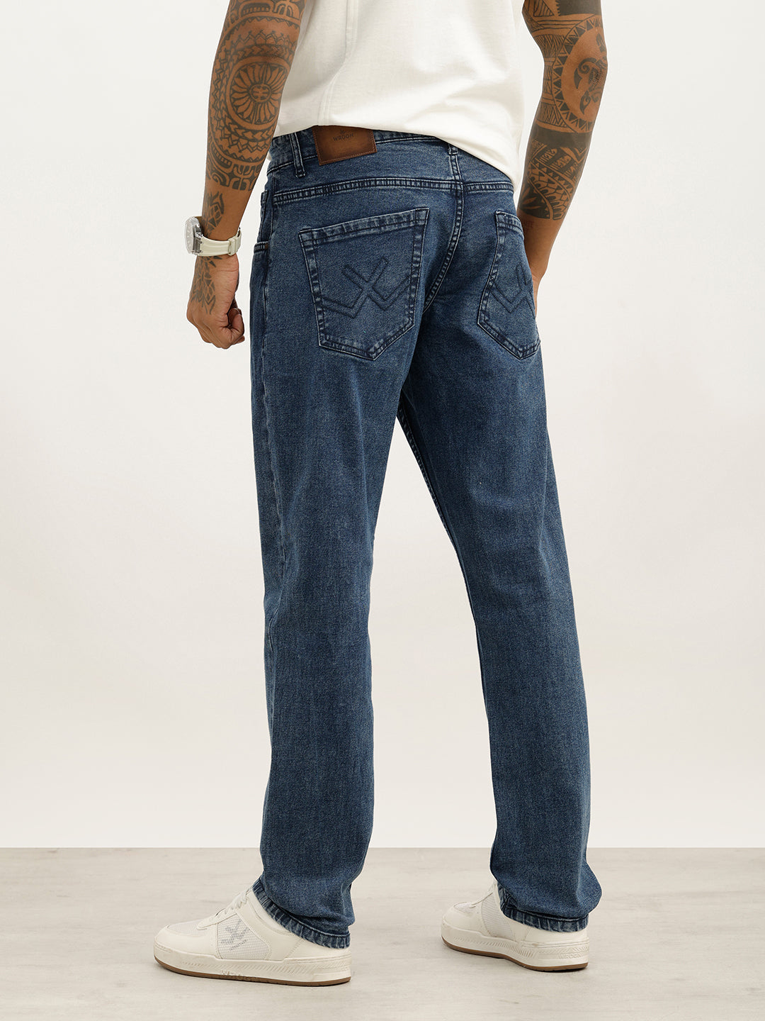 Washed Straight Fit Denim Jeans | Blue