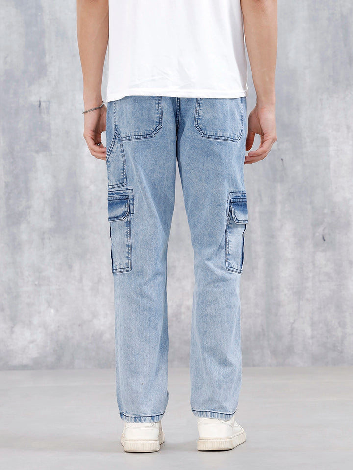 Mid Wash Cargo Fit Jeans | Blue