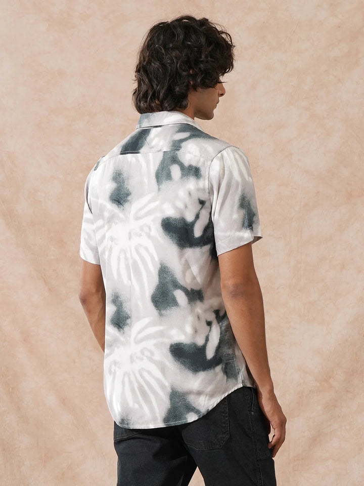 Fluid Viscose AOP Shirt | Grey