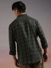 Checked Squares Olive Long Sleeve Shirt