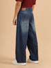 Solid Heavy Fade Baggy Fit Jeans | Blue