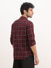 Slim Fit Checkered Full Sleeve Shirt | Maroon