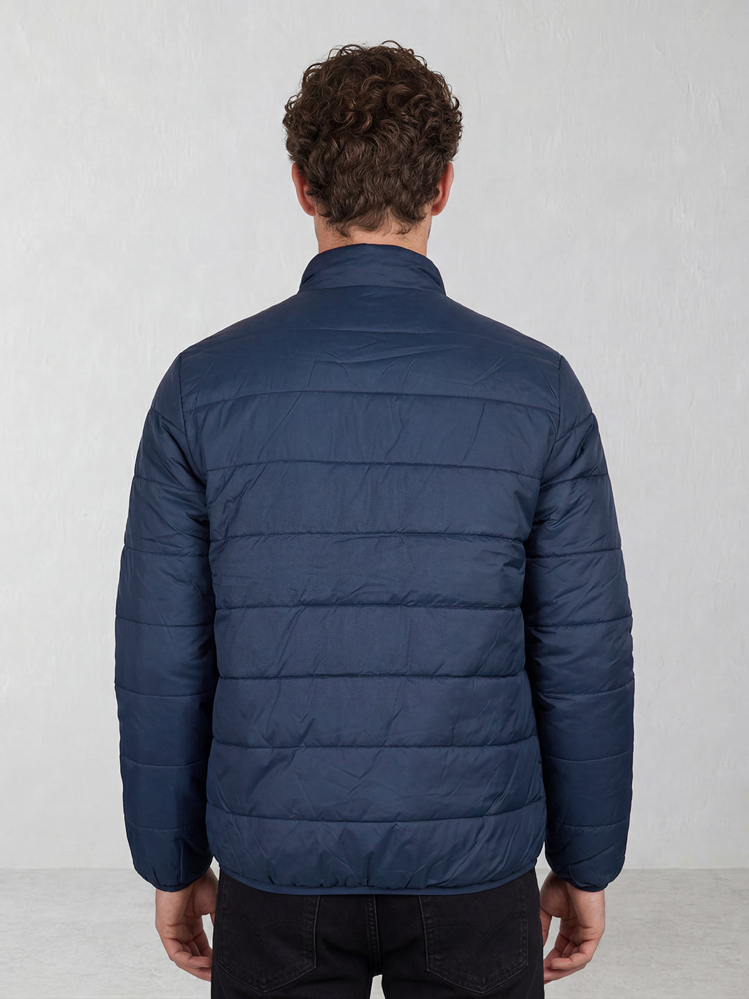 Solid Regular Fit Puffer Jacket | Blue