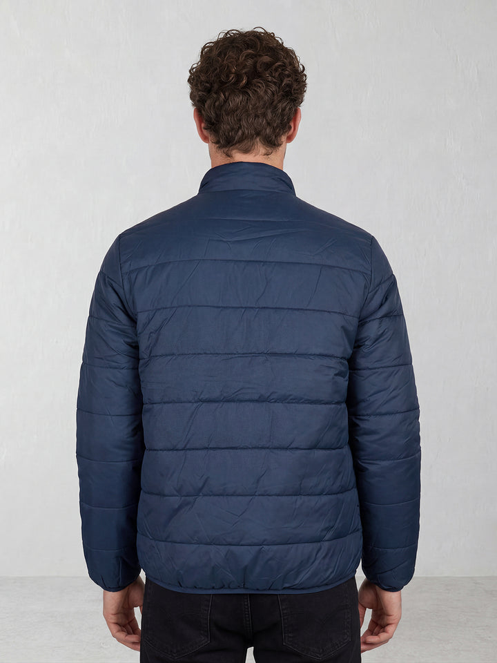 Solid Regular Fit Puffer Jacket | Blue