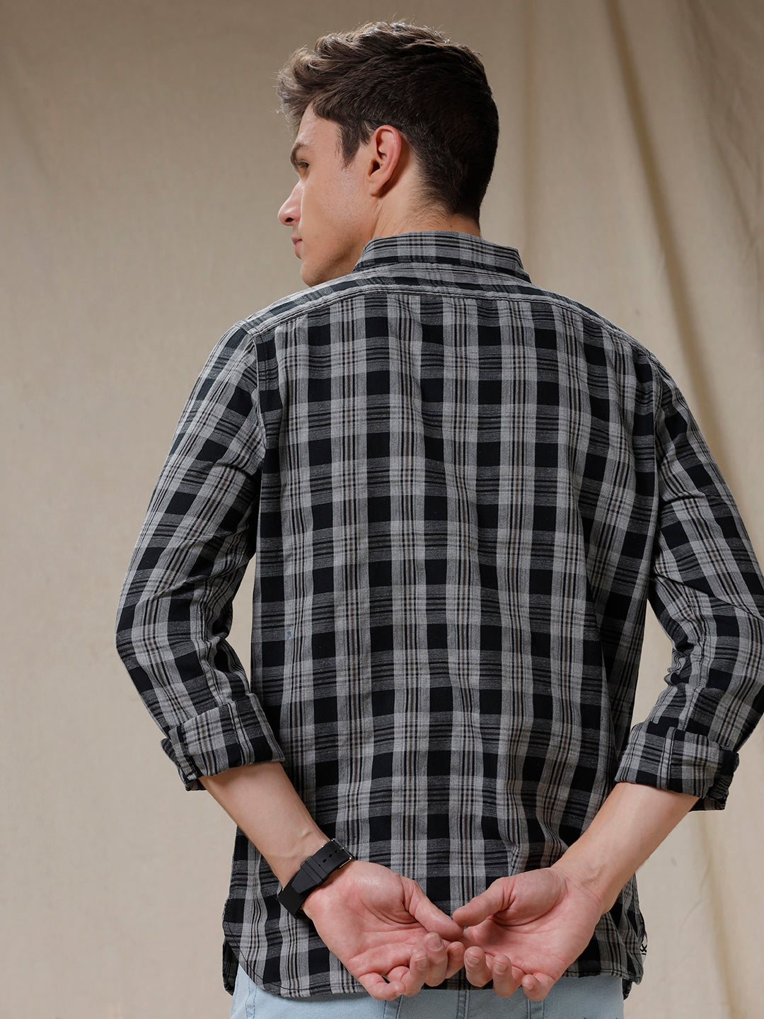 Black Checked Full Sleeve Shirt