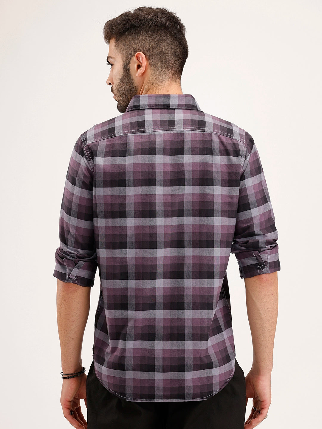 Regular Fit Checkered Shirt | Black